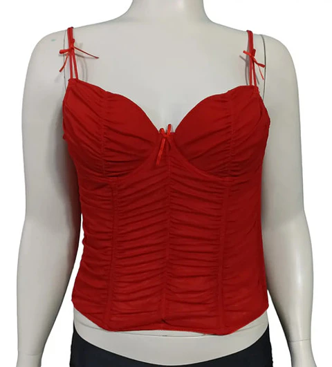 Bustier Corset Lencero Rojo De Tul Para Mujer Talla M - L