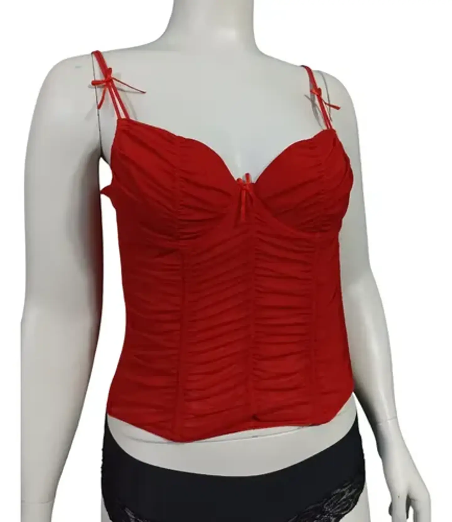 Bustier Corset Lencero Rojo De Tul Para Mujer Talla M - L 2