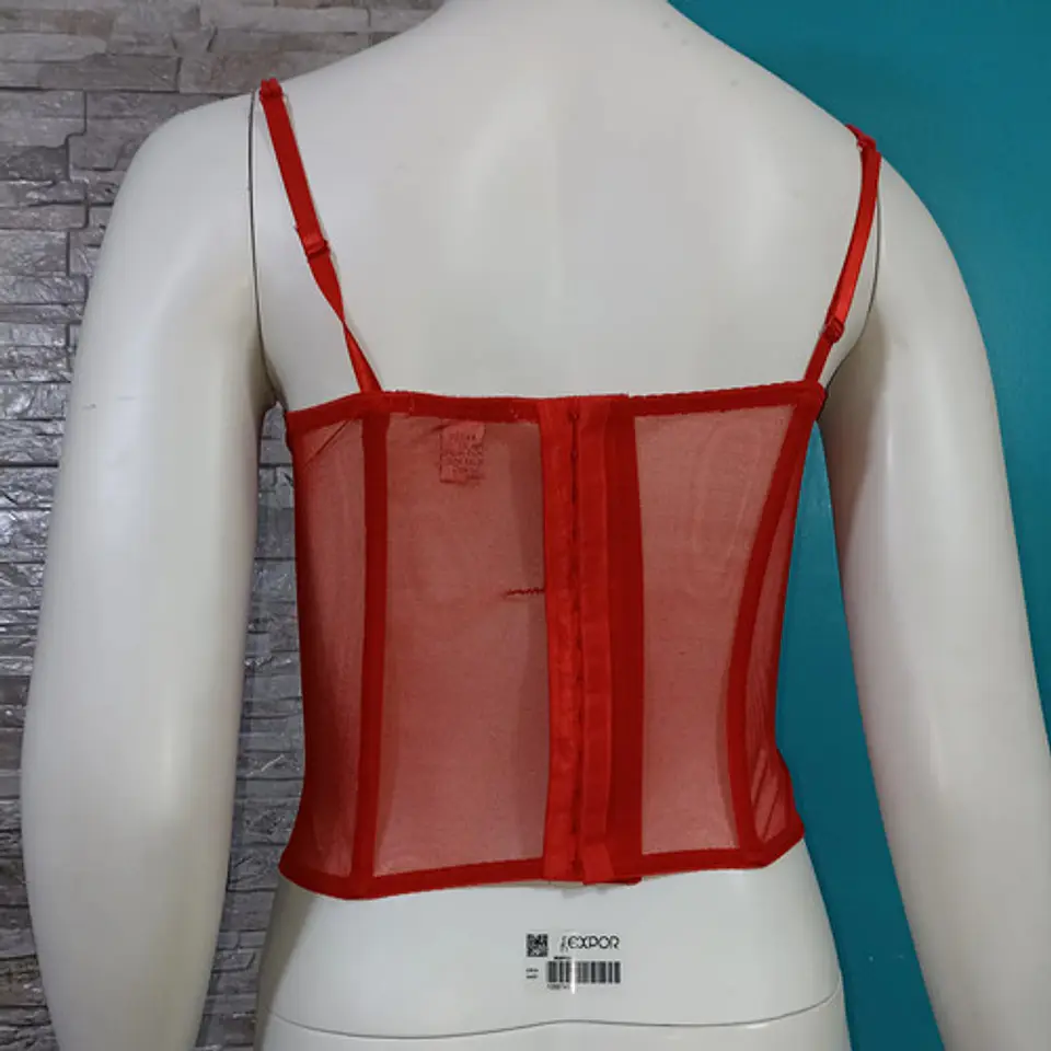 Bustier Corset Lencero Rojo De Tul Para Mujer Talla M - L 6