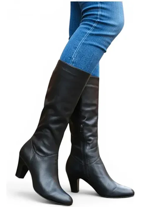 Botas Cuero Genuino a Media Pantorrilla Talla 40 - 40.5