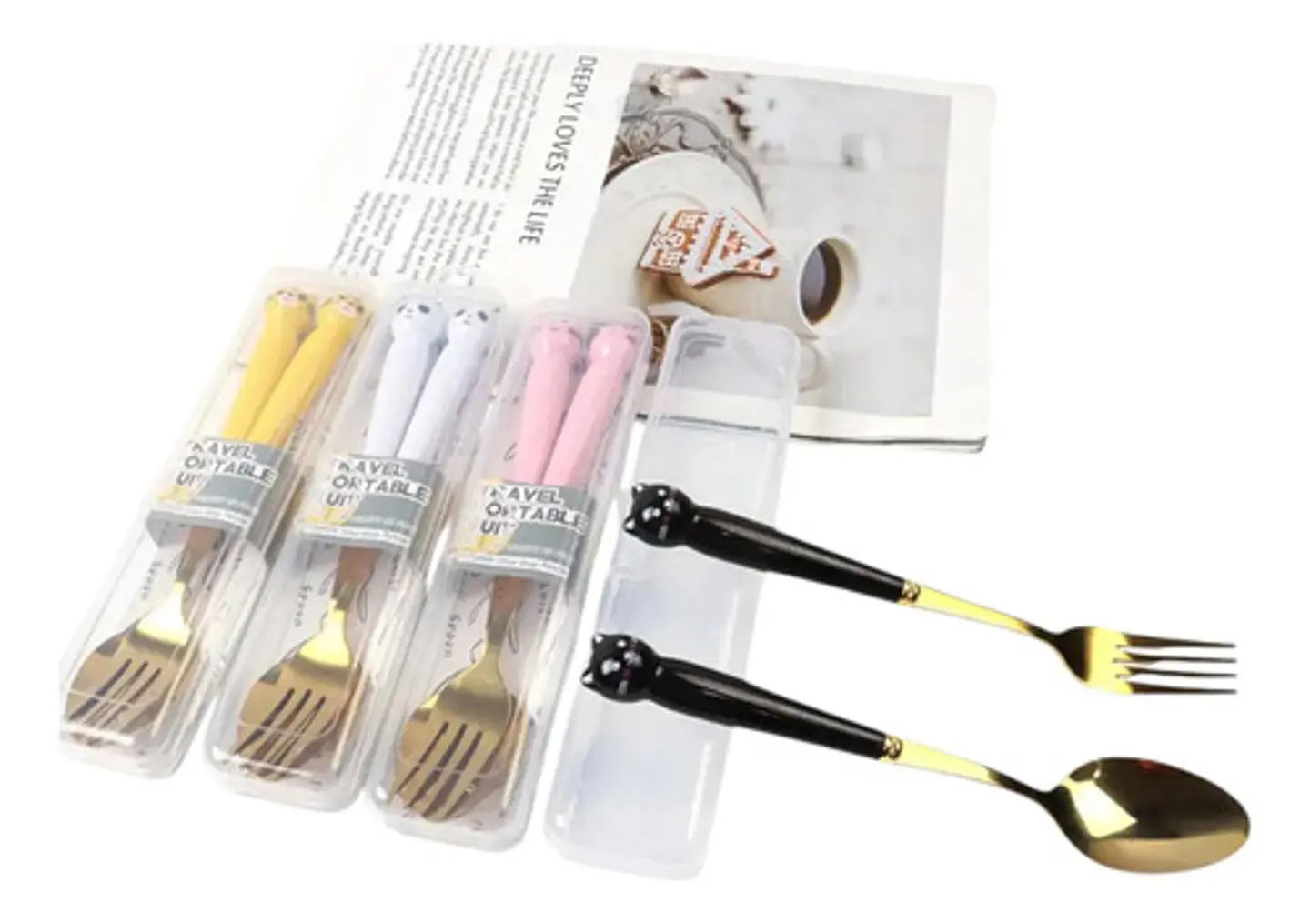 Set De Cubiertos Animalitos Con Estuche - Colegio / Oficina 10