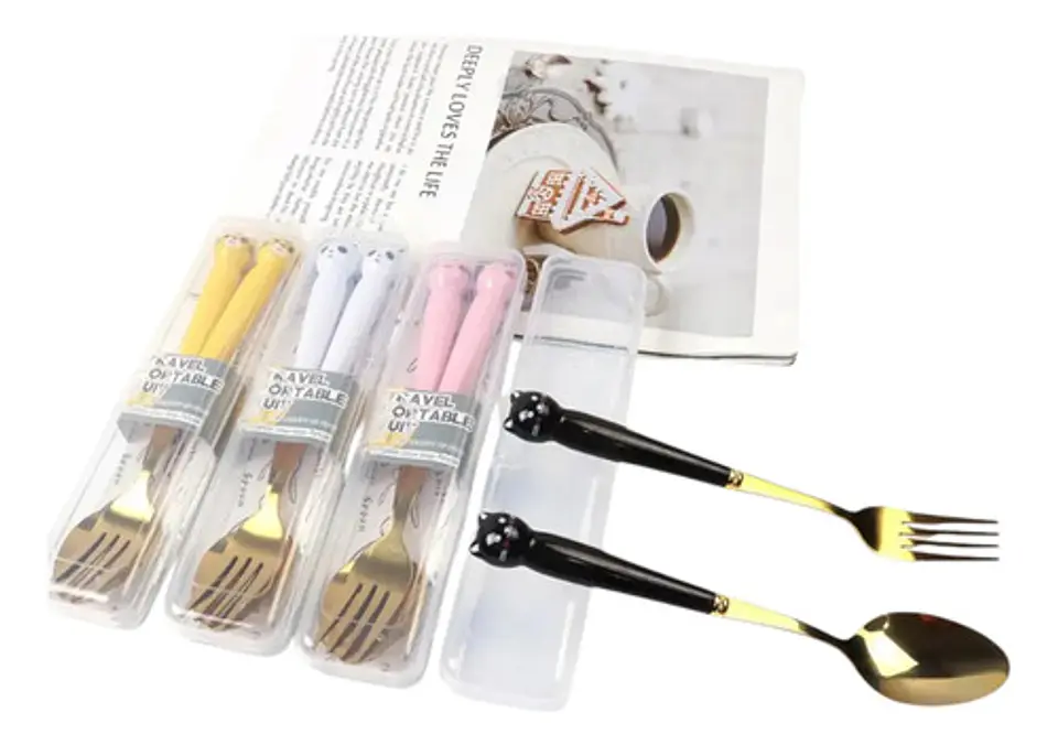 Set De Cubiertos Animalitos Con Estuche - Colegio / Oficina 10