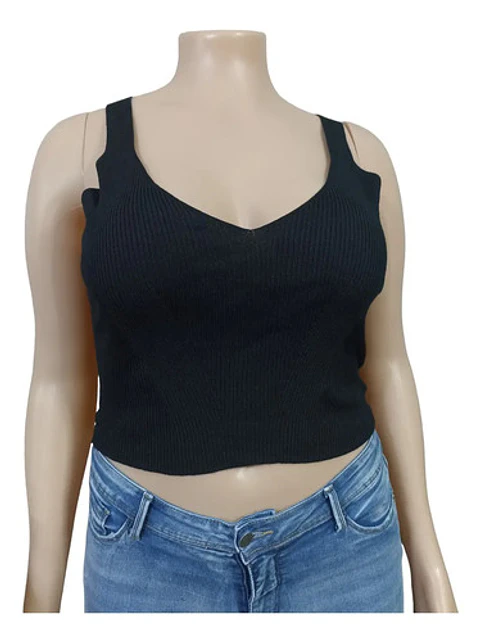 Crop Negro Tejido Opposite Mujer Talla L