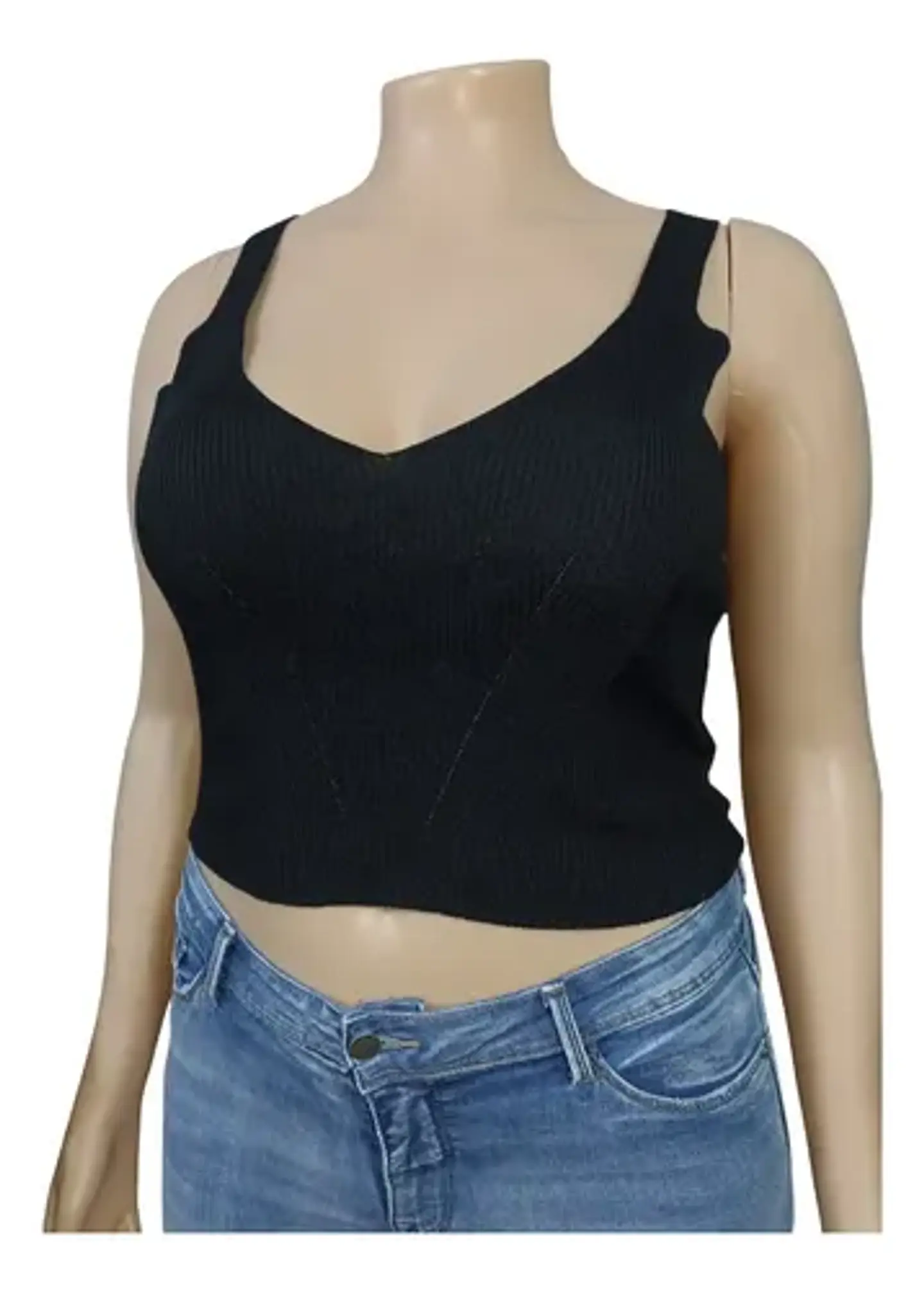 Crop Negro Tejido Opposite Mujer Talla L 2