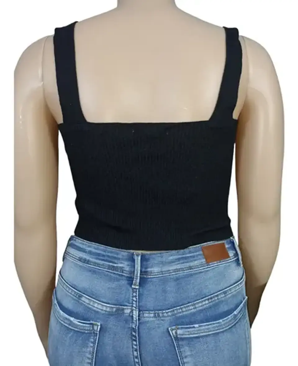 Crop Negro Tejido Opposite Mujer Talla L 4