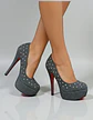 Stilettos Plataforma Denim Con Tachas Y Suela Roja Talla 37 - Miniatura 1