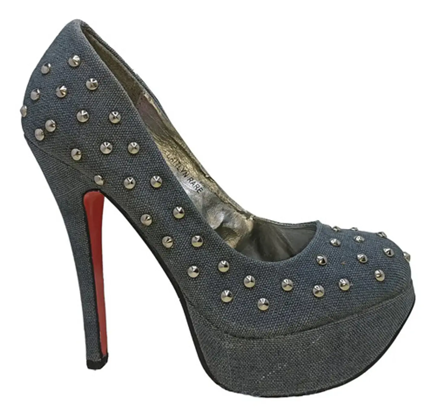 Stilettos Plataforma Denim Con Tachas Y Suela Roja Talla 37 2