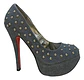 Stilettos Plataforma Denim Con Tachas Y Suela Roja Talla 37 - Miniatura 2