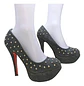 Stilettos Plataforma Denim Con Tachas Y Suela Roja Talla 37 - Miniatura 3