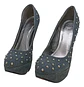 Stilettos Plataforma Denim Con Tachas Y Suela Roja Talla 37 - Miniatura 5