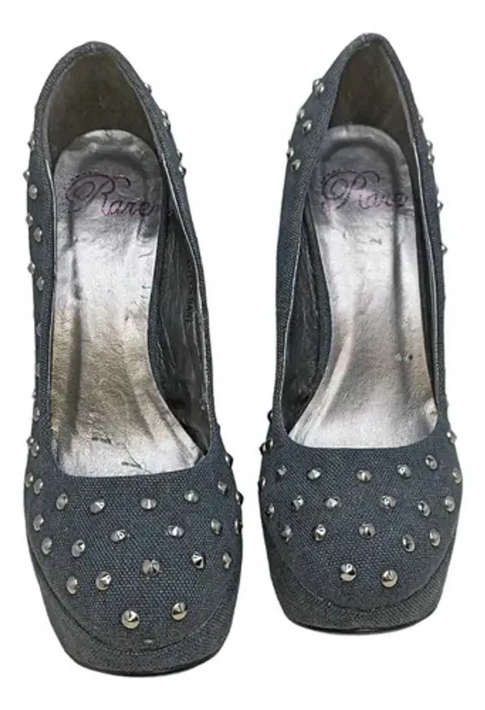 Stilettos Plataforma Denim Con Tachas Y Suela Roja Talla 37 6