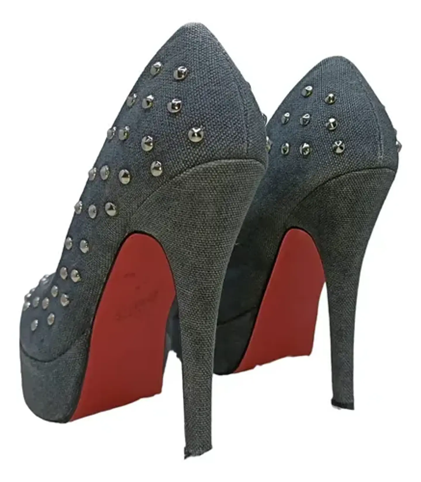 Stilettos Plataforma Denim Con Tachas Y Suela Roja Talla 37 8