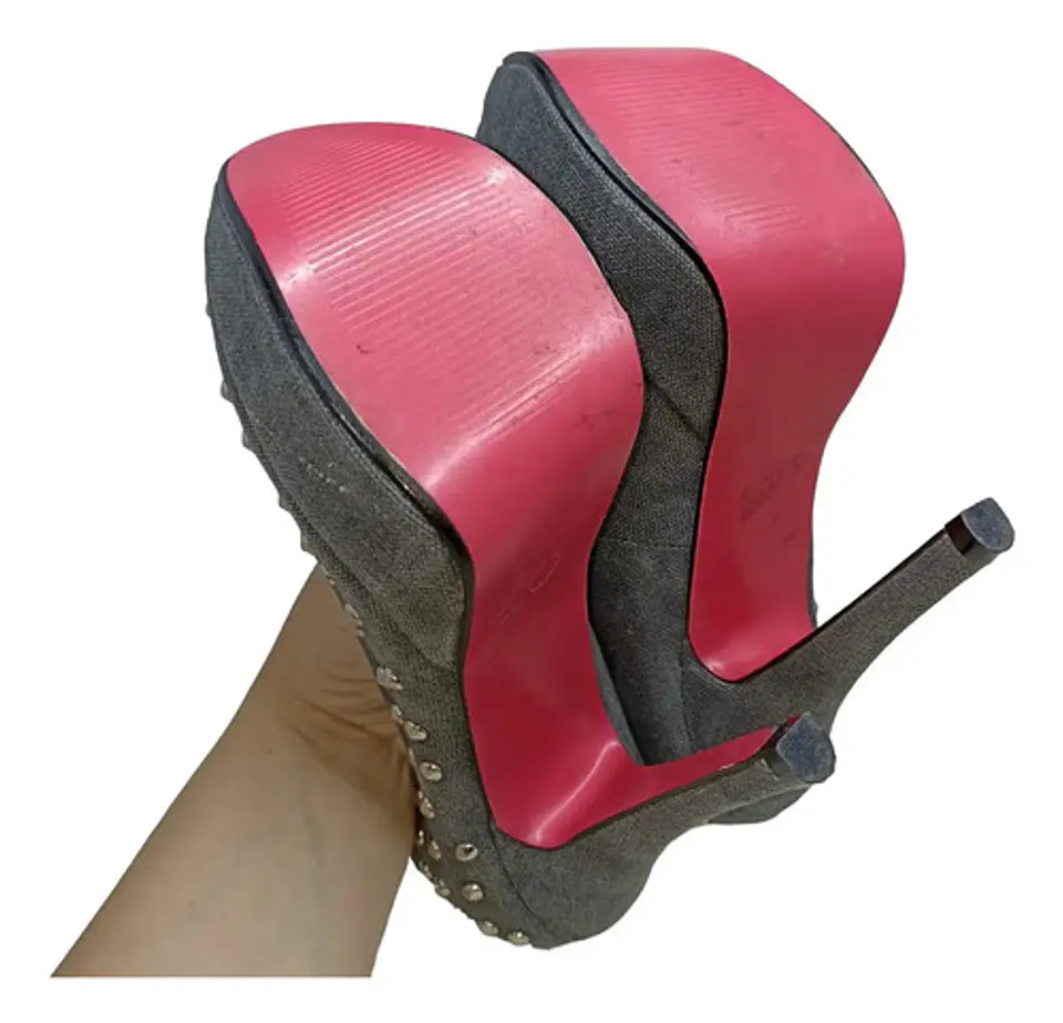 Stilettos Plataforma Denim Con Tachas Y Suela Roja Talla 37 9