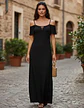 Maxi Vestido Negro Marca IO - Hombros Caídos Talla M - Miniatura 1