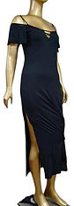 Maxi Vestido Negro Marca IO - Hombros Caídos Talla M - Miniatura 2