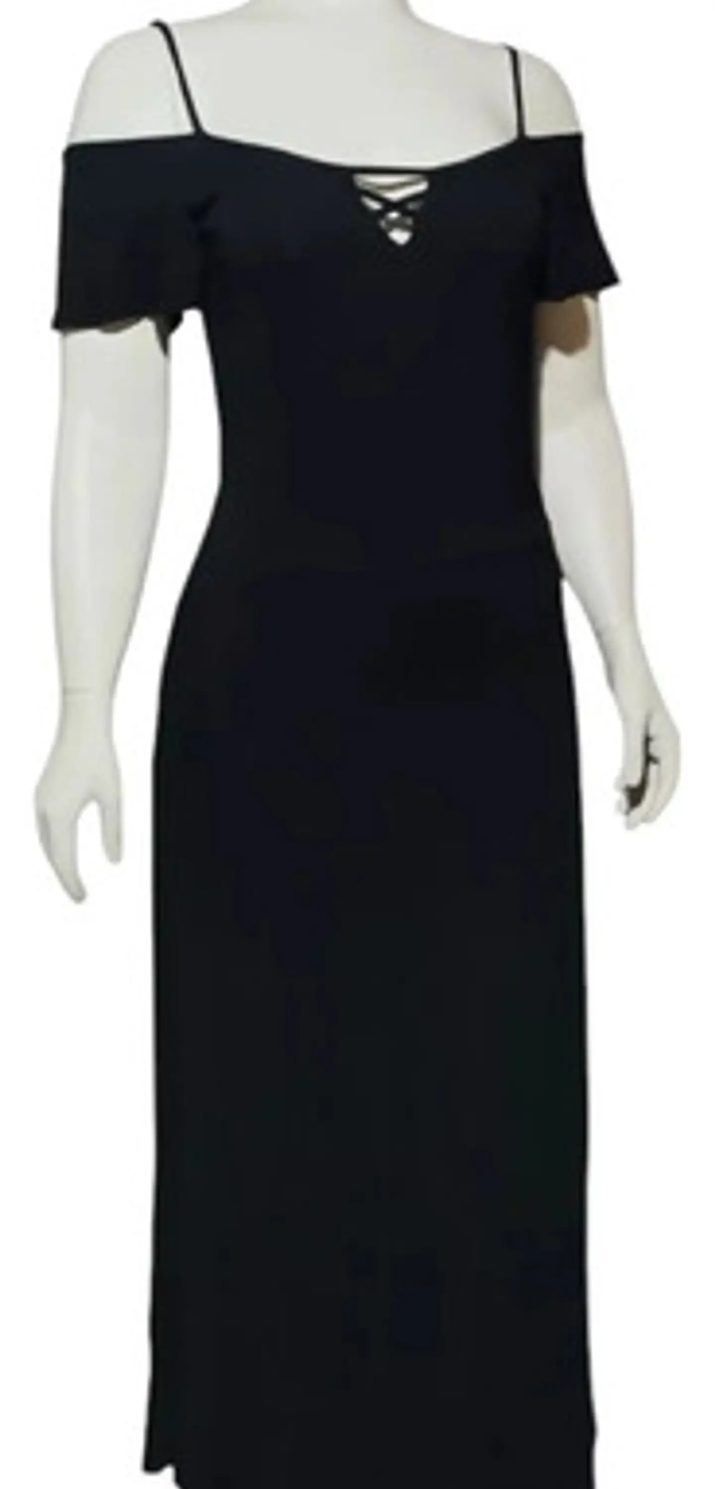 Maxi Vestido Negro Marca IO - Hombros Caídos Talla M 4