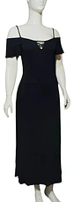 Maxi Vestido Negro Marca IO - Hombros Caídos Talla M - Miniatura 4