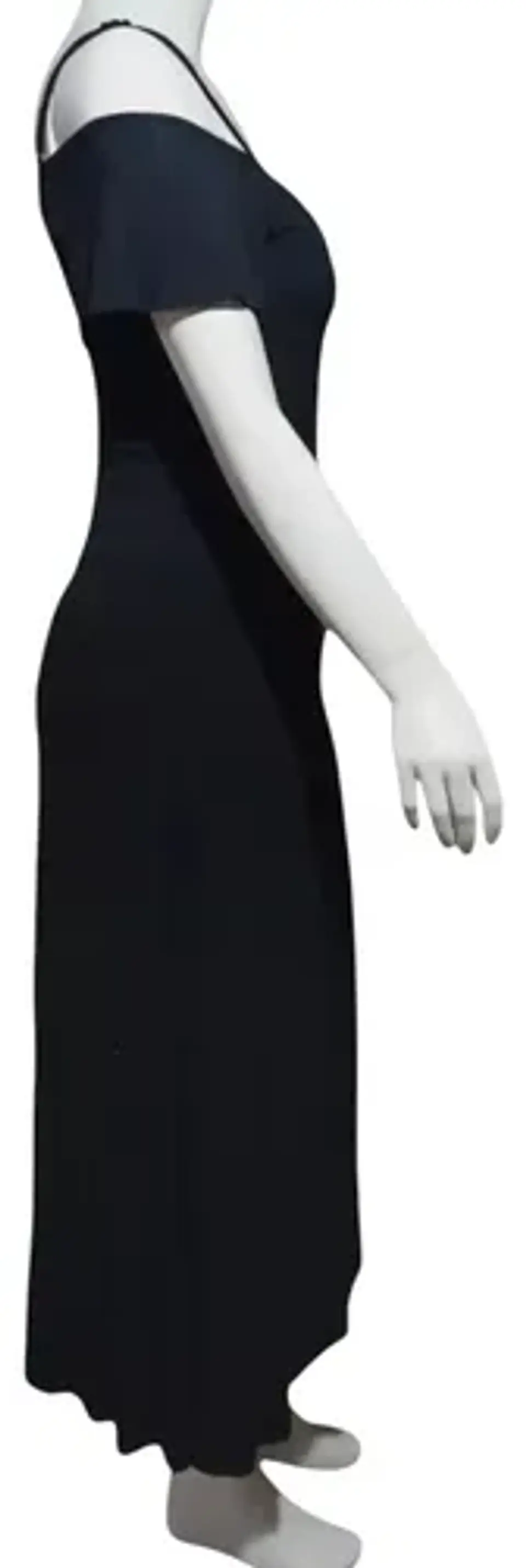 Maxi Vestido Negro Marca IO - Hombros Caídos Talla M 5