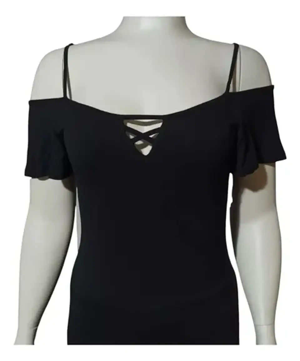Maxi Vestido Negro Marca IO - Hombros Caídos Talla M 6