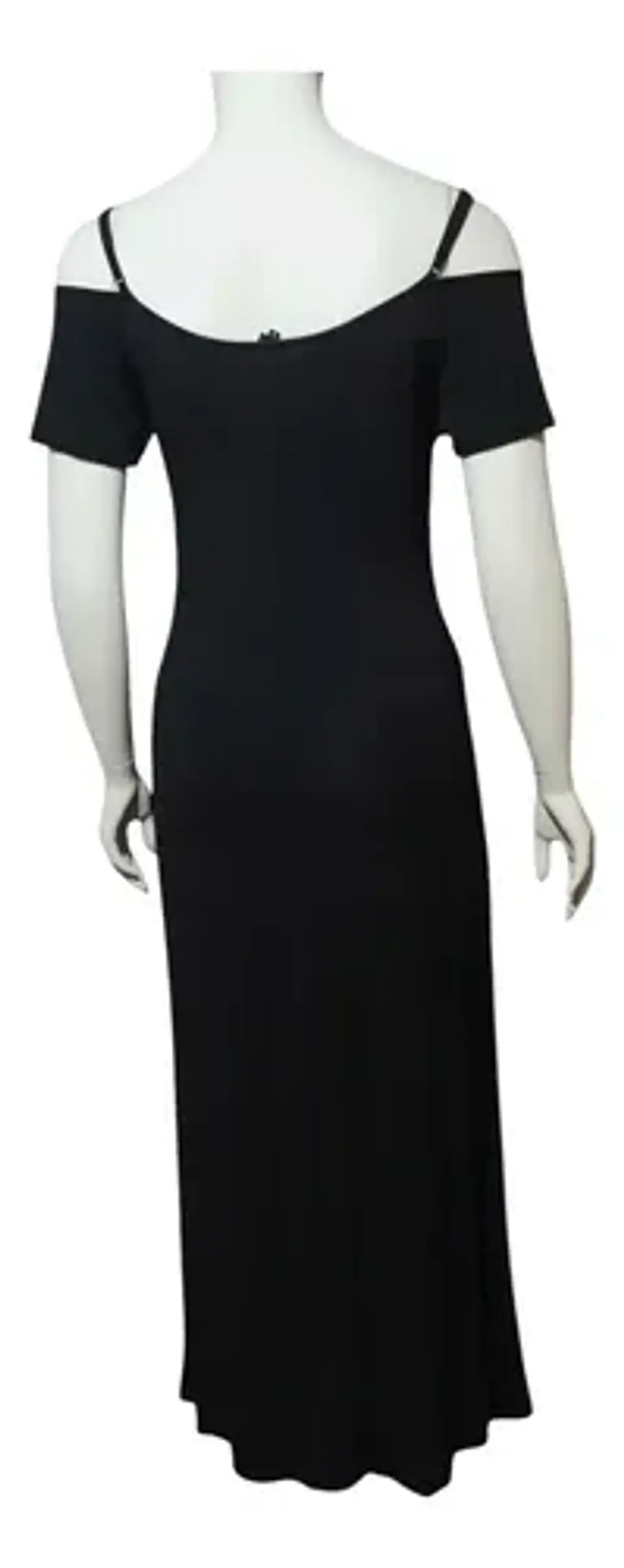 Maxi Vestido Negro Marca IO - Hombros Caídos Talla M 7