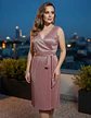 Vestido Formal - Fiesta Midi Plisado Rosa Metalizado Talla L - Miniatura 1