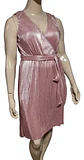 Vestido Formal - Fiesta Midi Plisado Rosa Metalizado Talla L - Miniatura 3