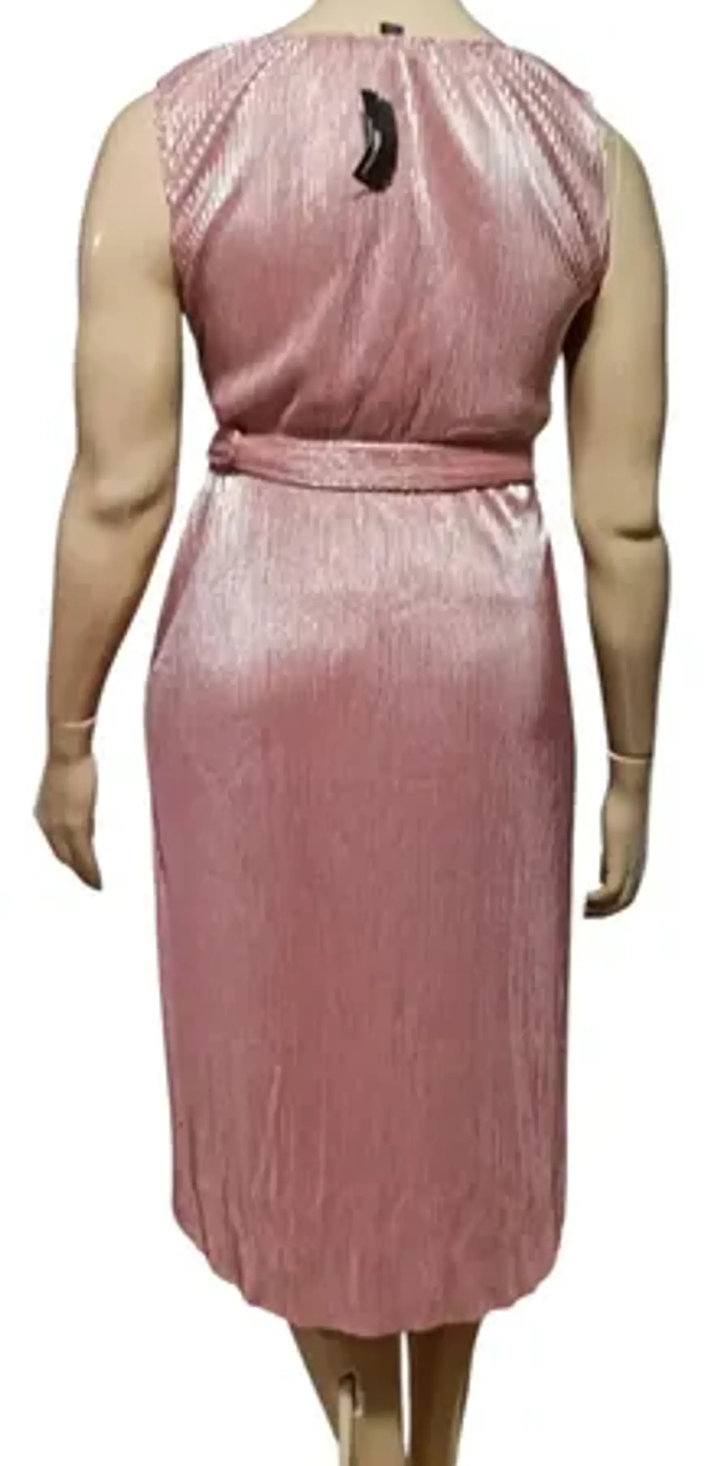 Vestido Formal - Fiesta Midi Plisado Rosa Metalizado Talla L 6