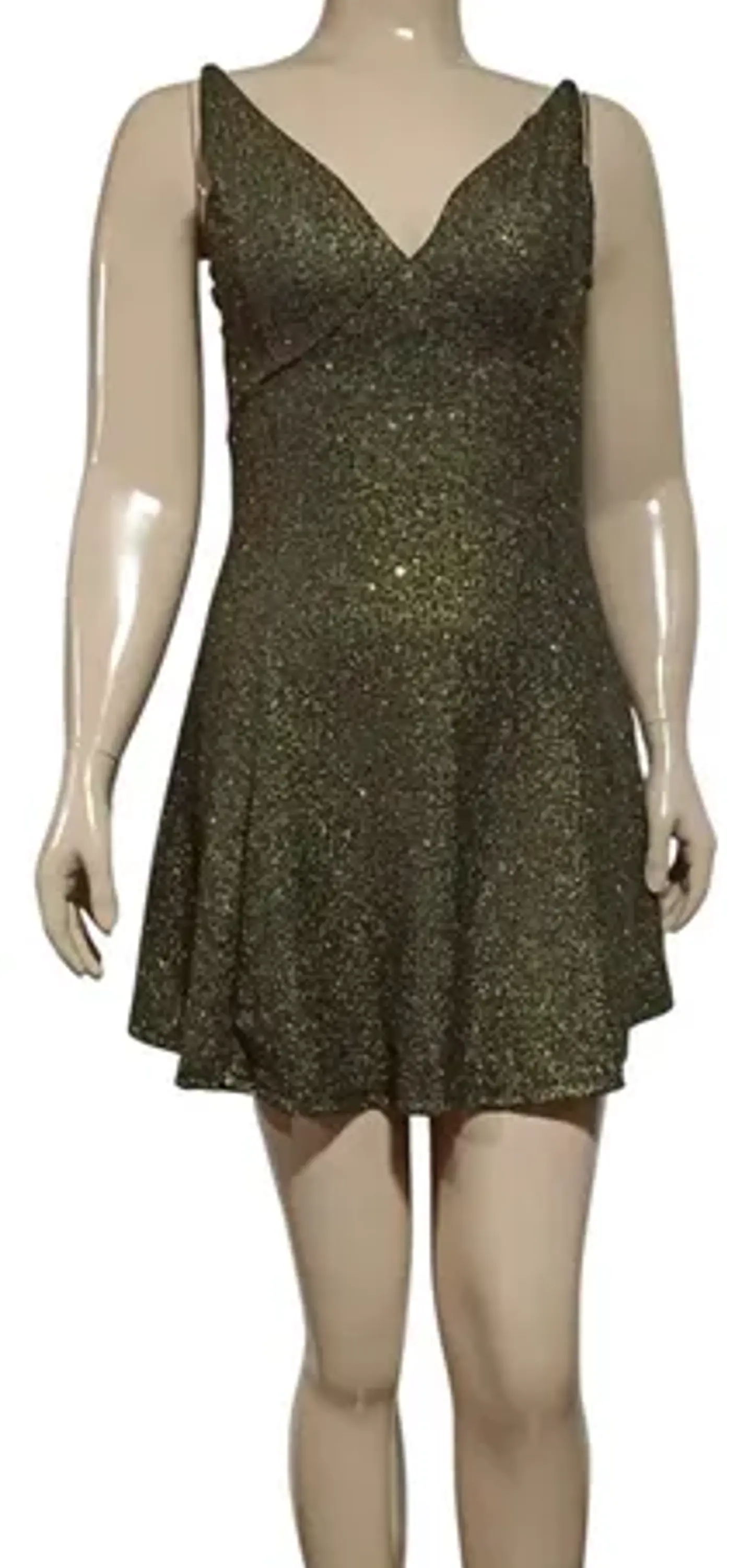 Mini Vestido De Fiesta - Noche Dorado Oscuro Talla M 2