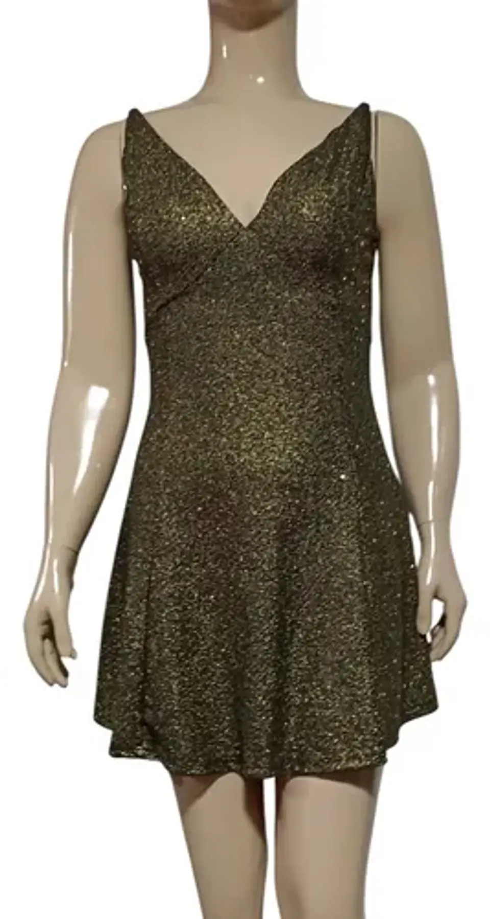 Mini Vestido De Fiesta - Noche Dorado Oscuro Talla M 4