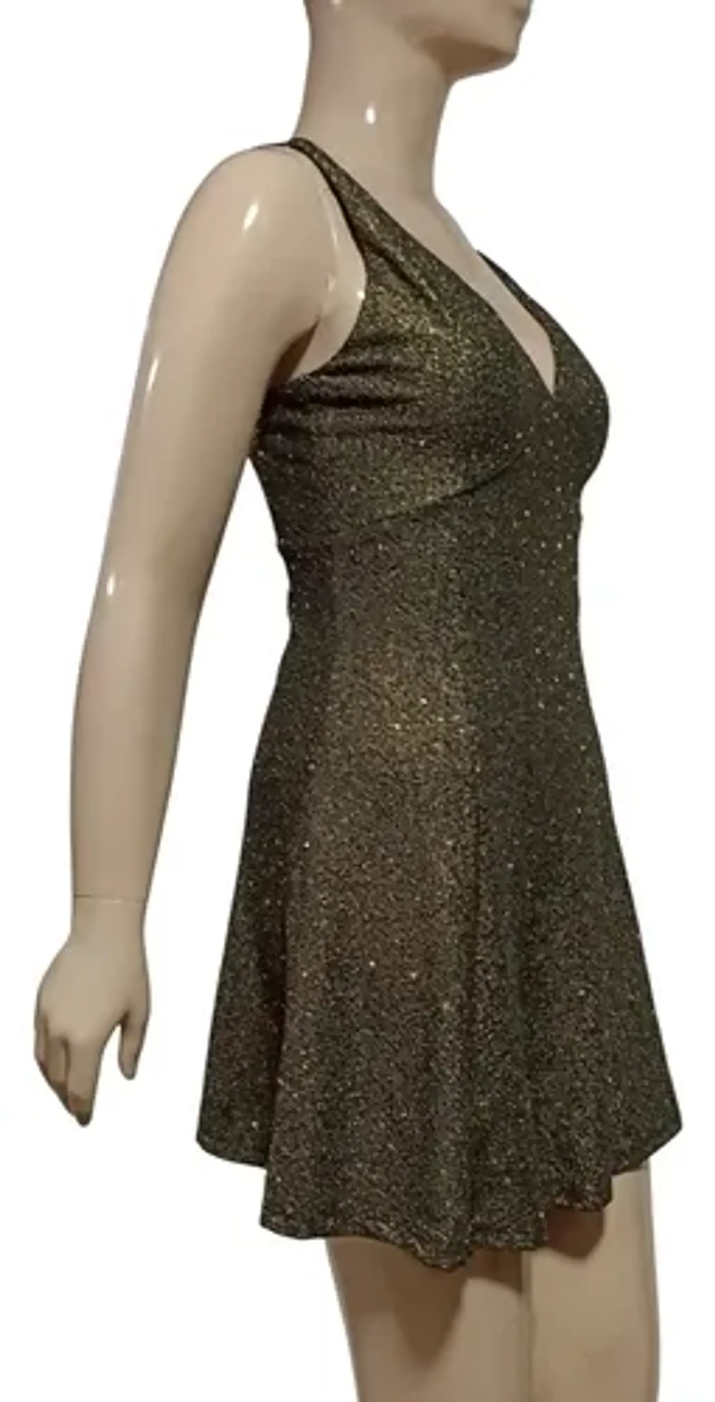 Mini Vestido De Fiesta - Noche Dorado Oscuro Talla M 5