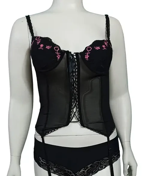 Bustier Tipo Corset Con Portaliga Flirty & Fun Mujer Talla M