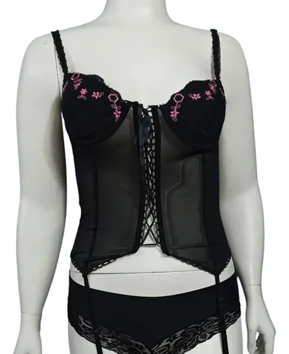 Bustier Tipo Corset Con Portaliga Flirty & Fun Mujer Talla M 1
