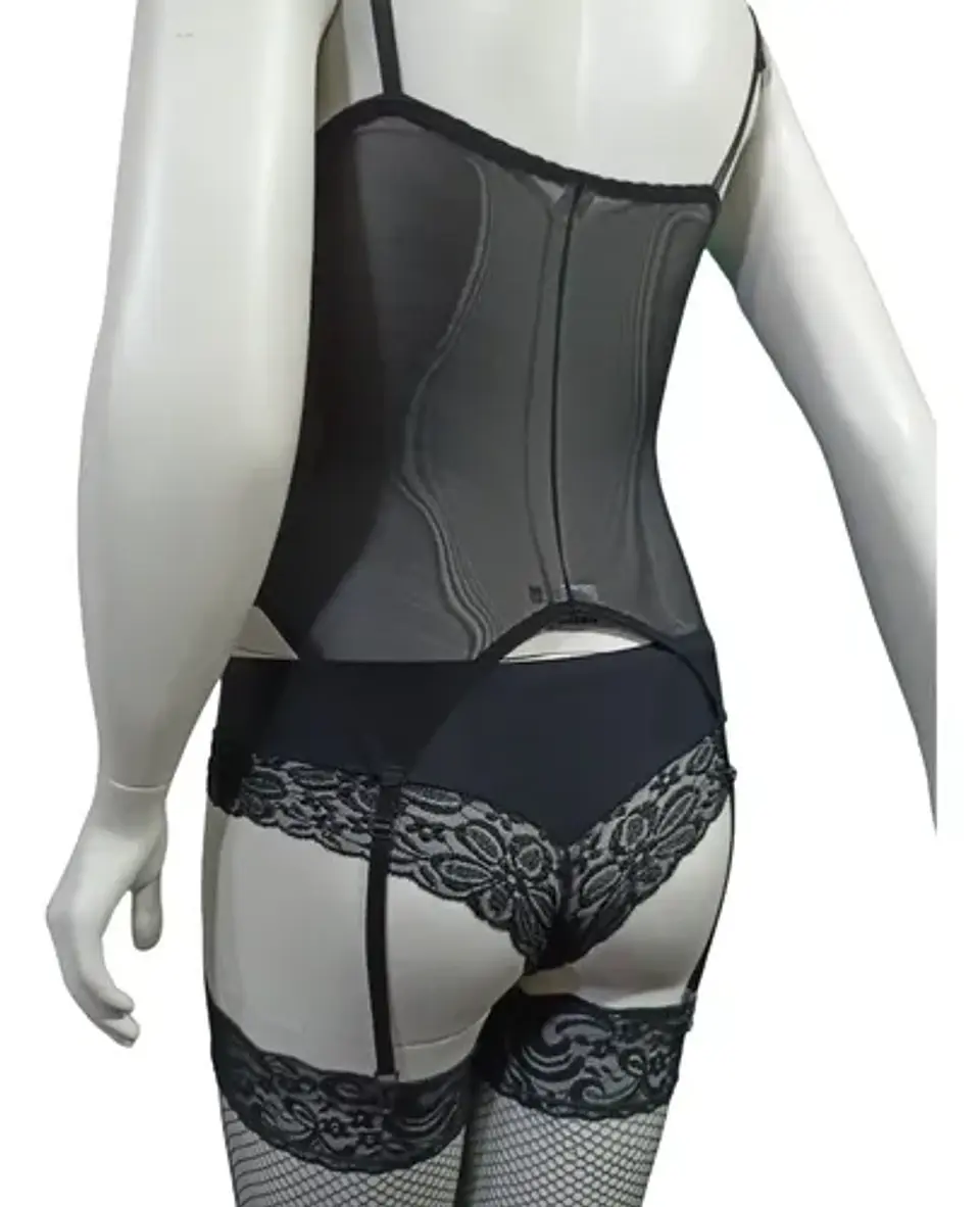 Bustier Tipo Corset Con Portaliga Flirty & Fun Mujer Talla M 5