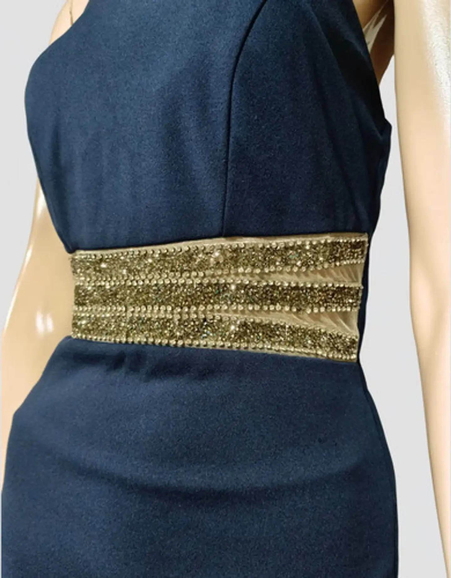 Vestido De Fiesta Corto Cuello Halter Cintura Strass - Talla S 5