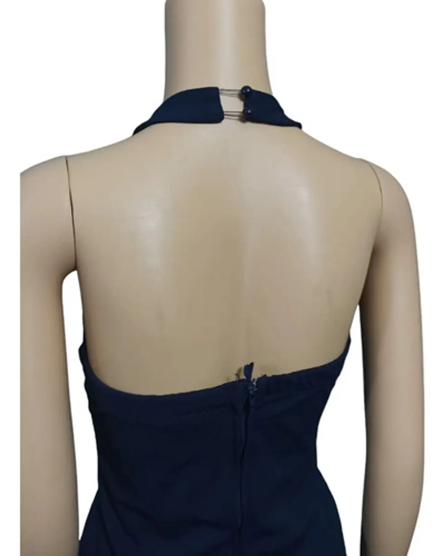 Vestido De Fiesta Corto Cuello Halter Cintura Strass - Talla S 7