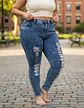 Jeans Desteñidos Rasgados Corte Skinny Talla Grande 56 - Miniatura 1