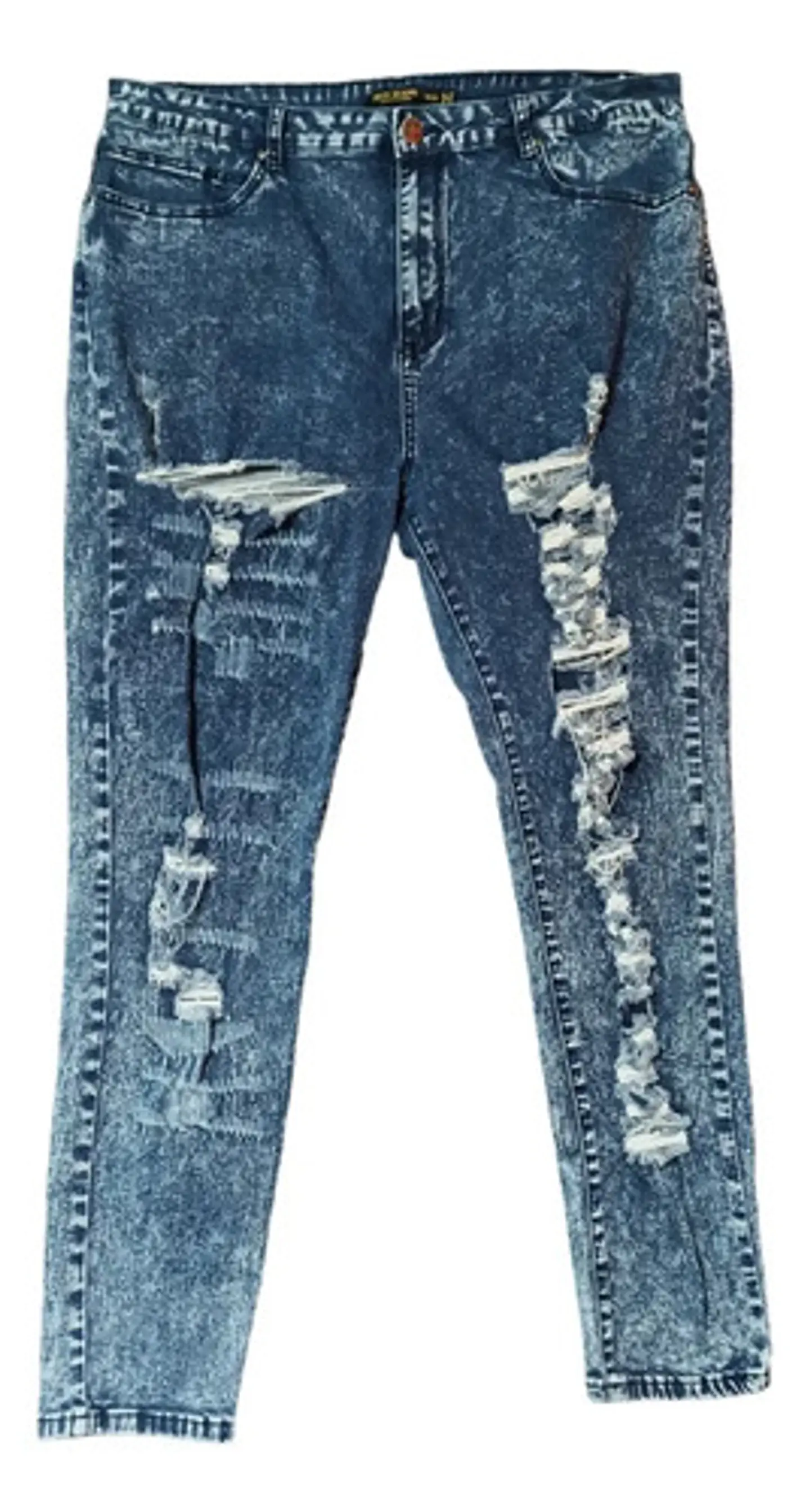 Jeans Desteñidos Rasgados Corte Skinny Talla Grande 56 2