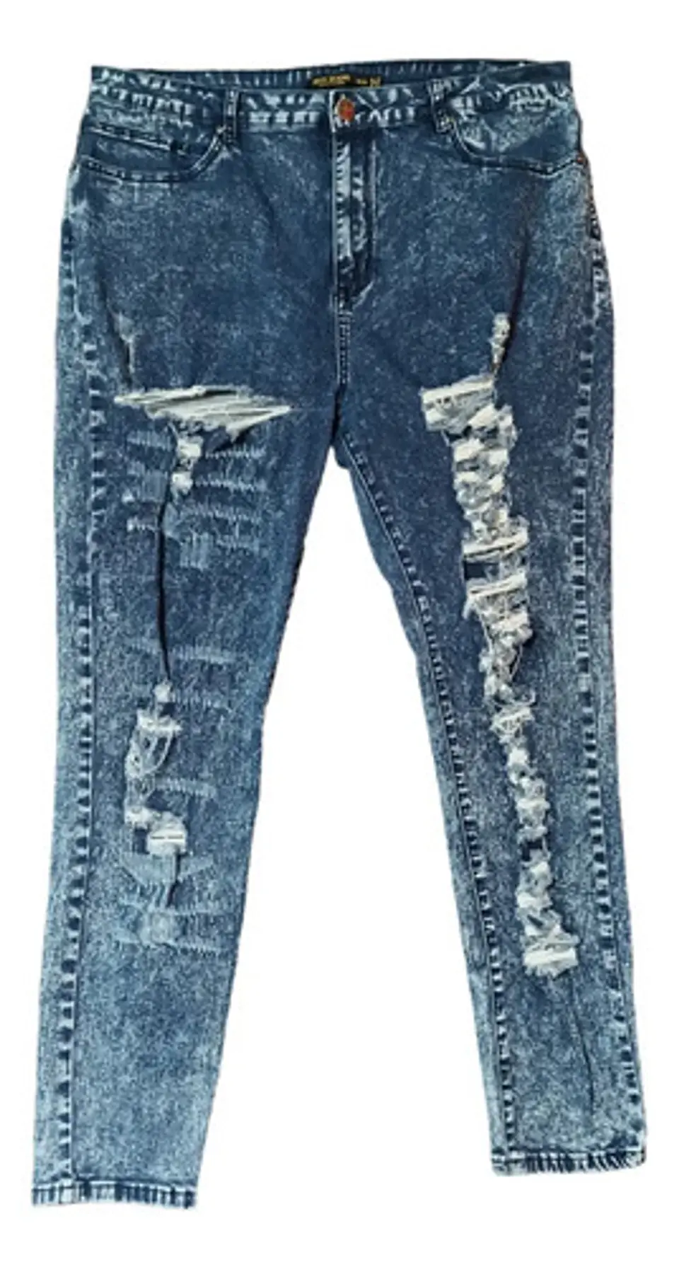 Jeans Desteñidos Rasgados Corte Skinny Talla Grande 56 2
