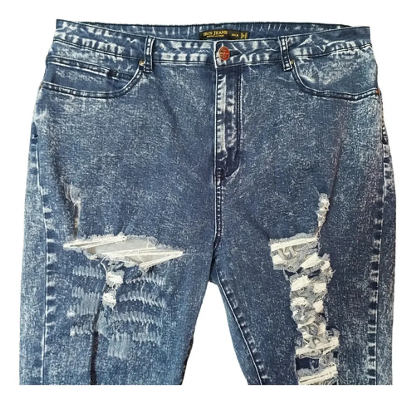 Jeans Desteñidos Rasgados Corte Skinny Talla Grande 56 3