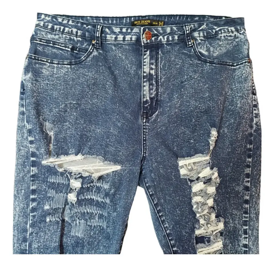 Jeans Desteñidos Rasgados Corte Skinny Talla Grande 56 3