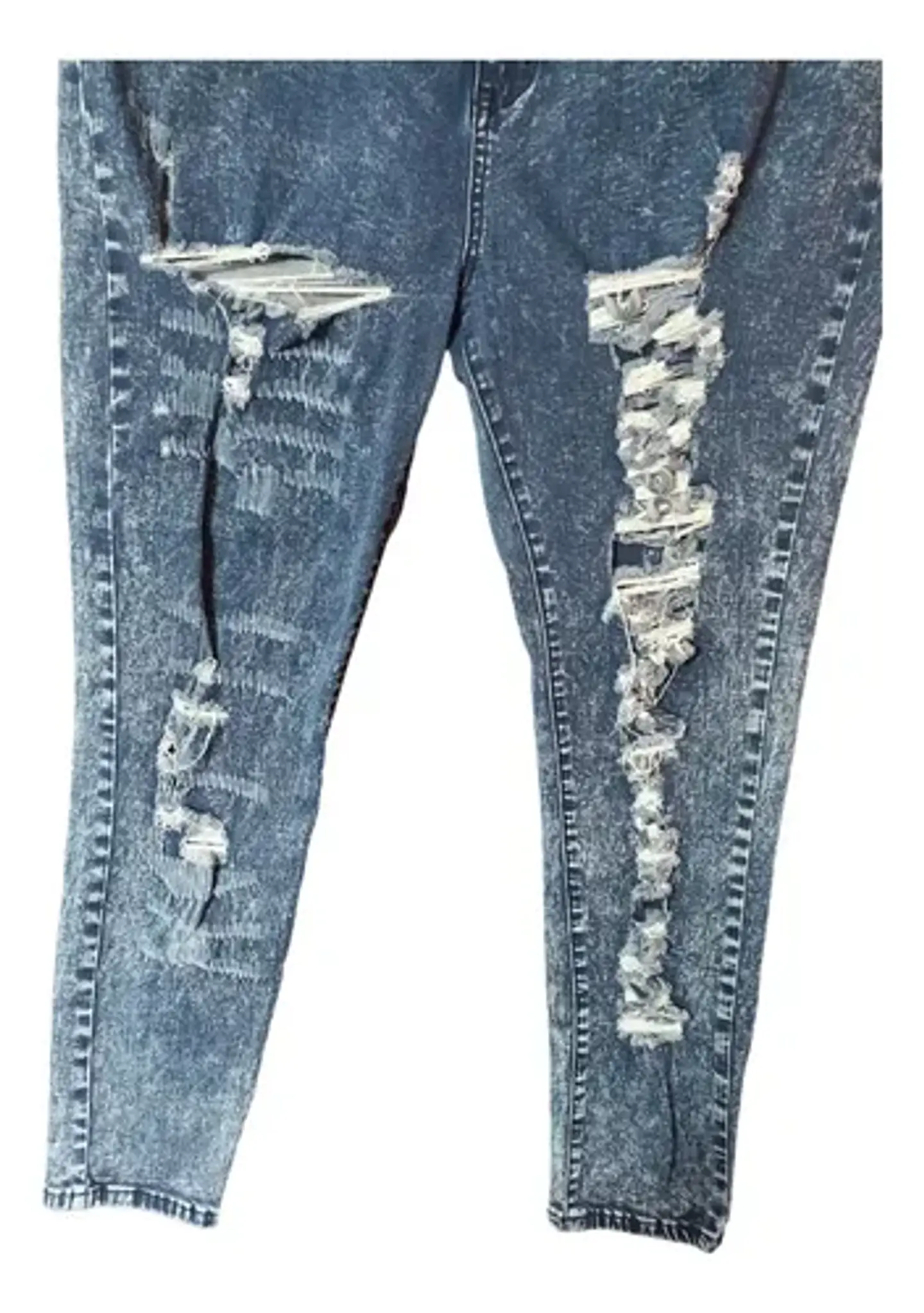 Jeans Desteñidos Rasgados Corte Skinny Talla Grande 56 4