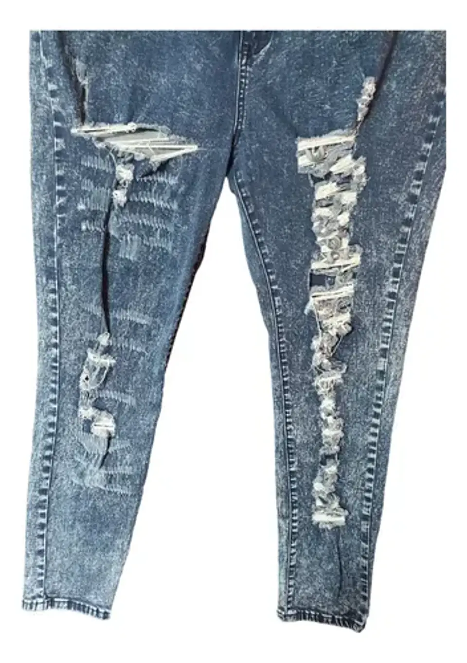 Jeans Desteñidos Rasgados Corte Skinny Talla Grande 56 4