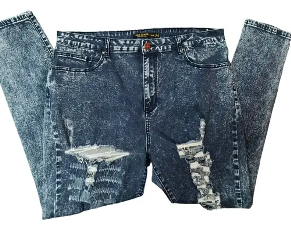 Jeans Desteñidos Rasgados Corte Skinny Talla Grande 56 5