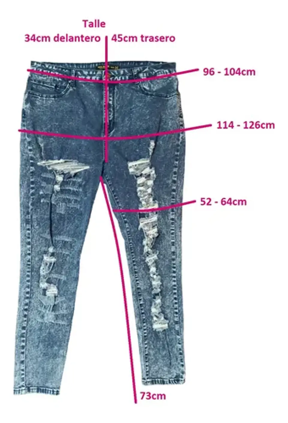 Jeans Desteñidos Rasgados Corte Skinny Talla Grande 56 10