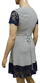 Vestido Cruzado Didi A Rayas Azules Blancas Y Encaje Talla M - Miniatura 5