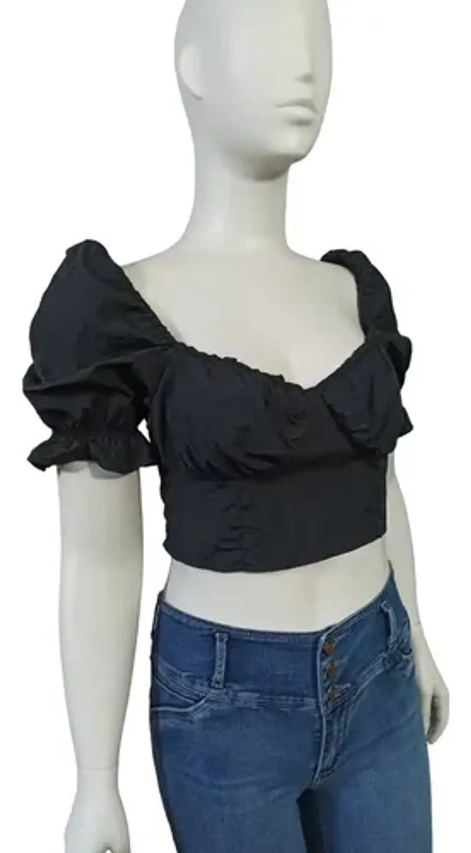 Crop Top Con Mangas Abombadas H & M Talla M 3