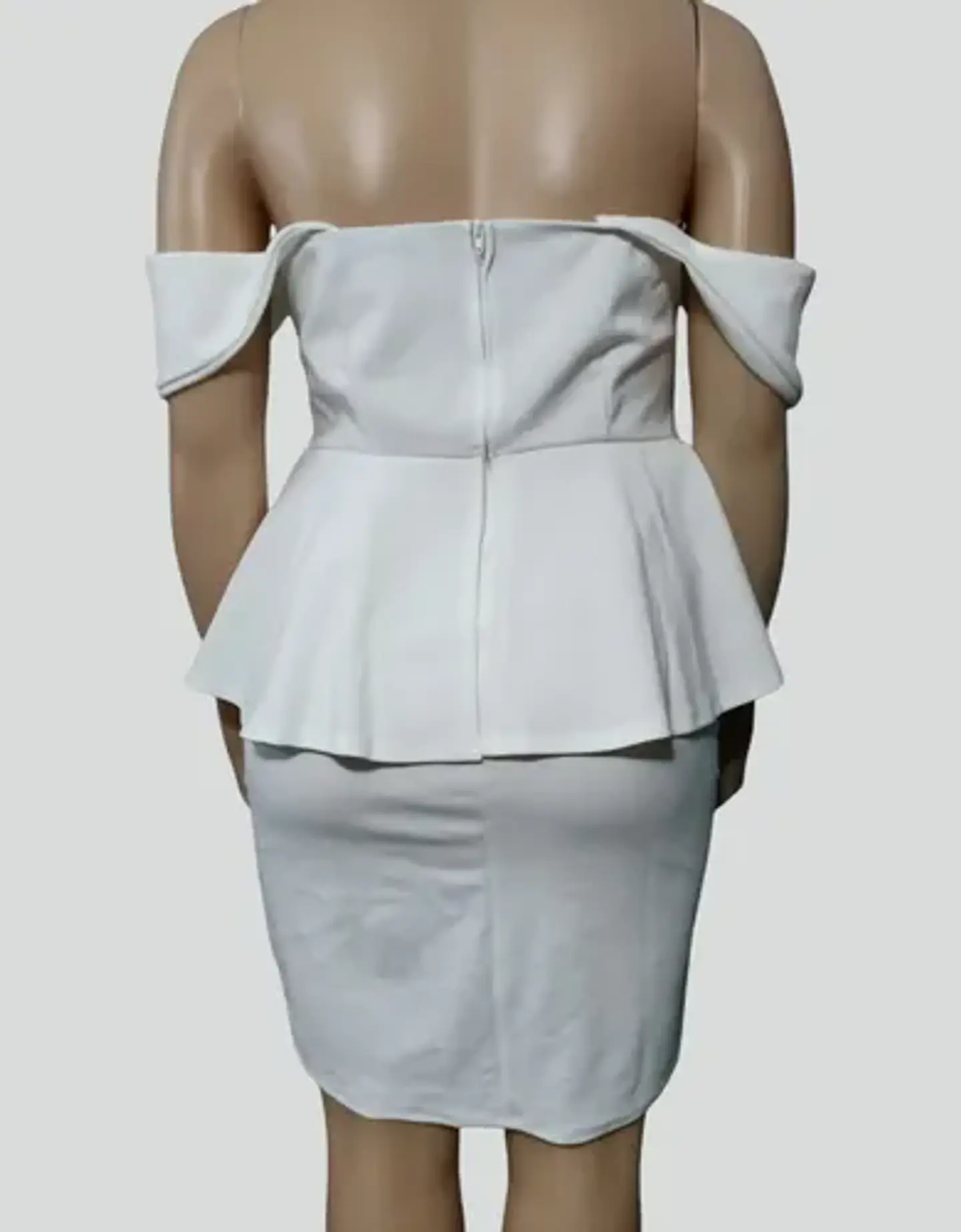Vestido Blanco Formal/Fiesta Cintura Peplum Tallas Grandes 2XL 6