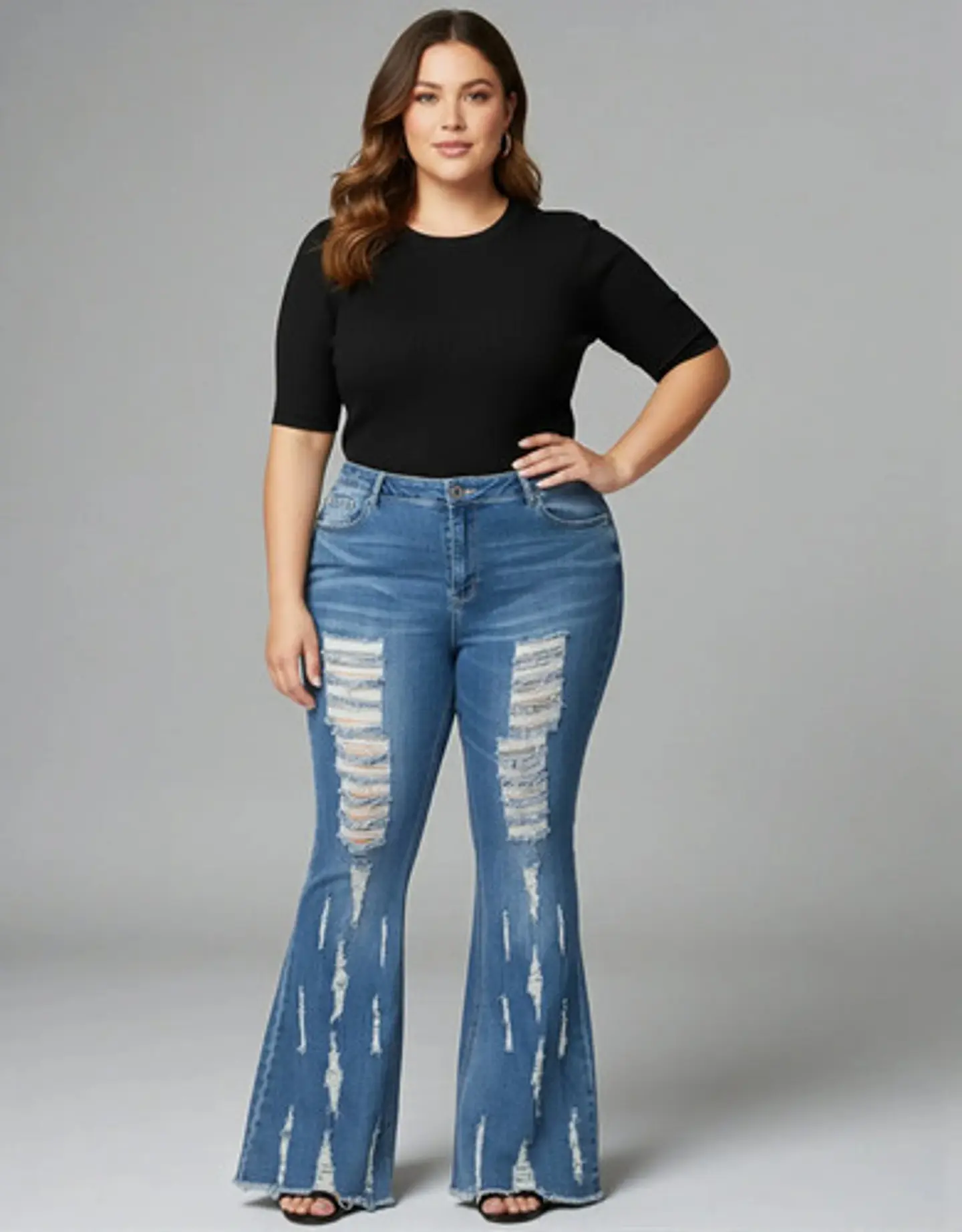 Jeans Rasgados Bootcut Ashley Stewart - Talla 56 1
