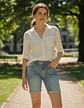 Short Bermuda Gap Denim Clásico Tiro Medio Mujer Talla 40 - Miniatura 1