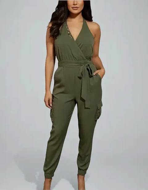 Enterito Cargo Semi Formal Con Cinturón Y Pedrería Talla XL